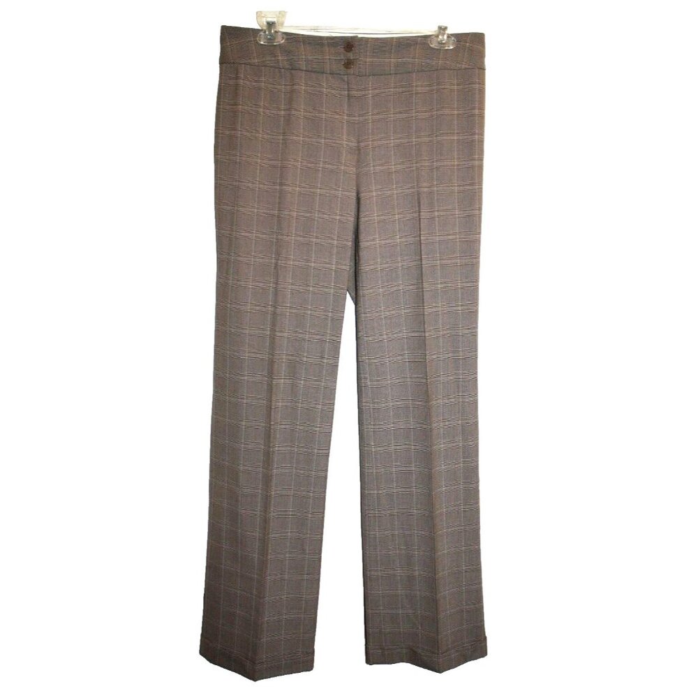 Casual Corner Womens Tan Brown Patterned Stretch Dress Pants Sz 6 (31x33) Cuffed